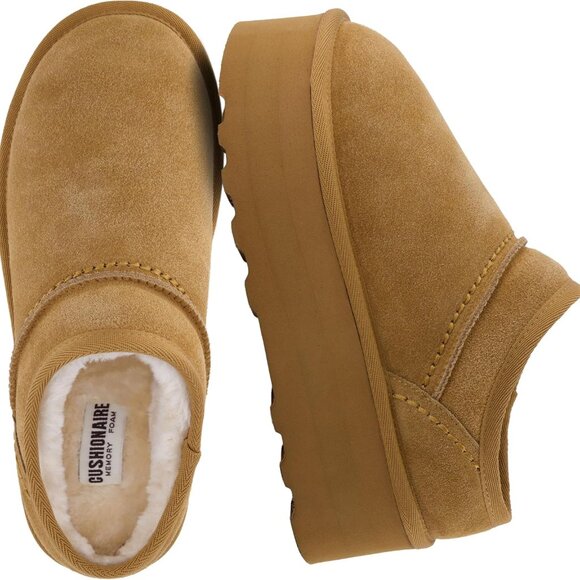 Women's Genuine Suede Mule Platform Wide Width Memory Foam Cozy Shoes - Picture 1 of 9